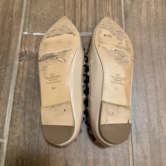 Valentino Nude Rockstud Patent Ballet Flats 34 4 - Picture 8 of 8